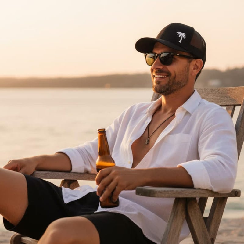 LINDO Trucker Hat [ Palm Tree - Black ] - Image 3